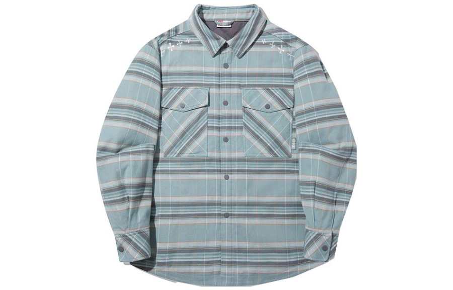 Li-Ning Li Ning Puffer Jackets Unisex Stone Blue Gray Plaid Lapel Moderate Puffer Jacket