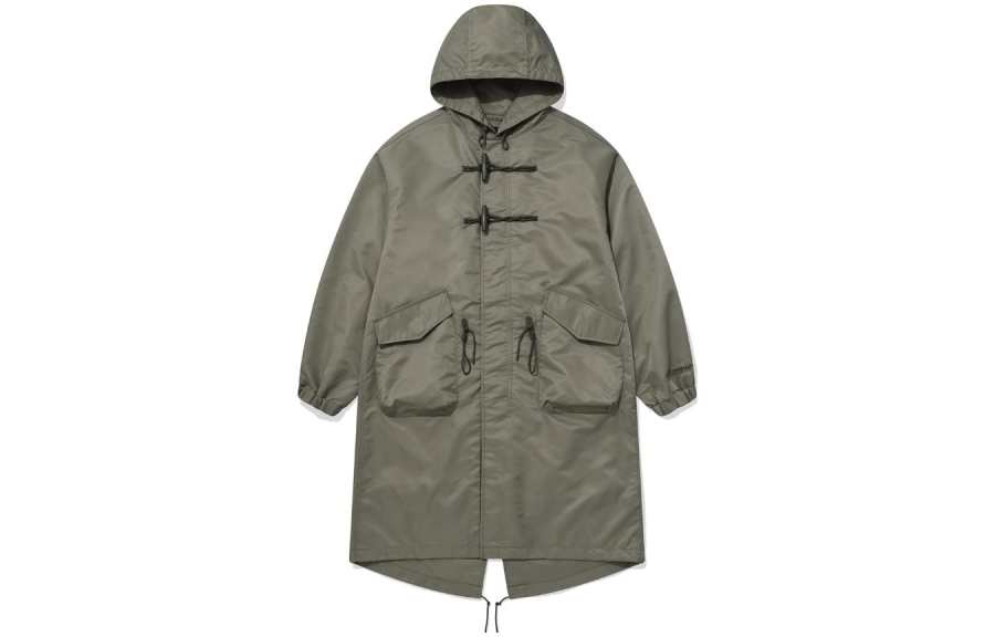 COVERNAT Coats Men's Army Green Hooded Detachable Moderate