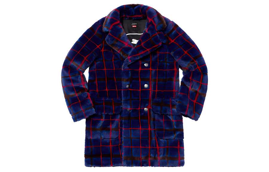 Supreme Supreme Jean Paul Gaultier Double Breasted Plaid Faux Fur Coat