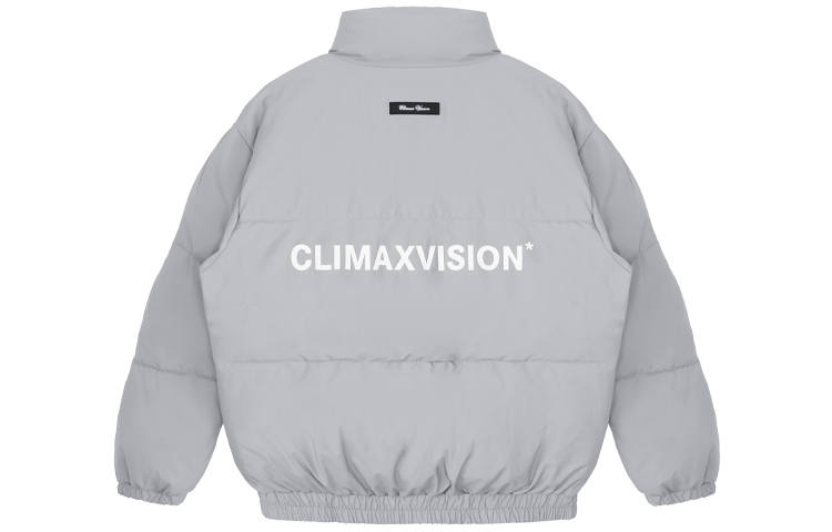 CLIMAX VISION Back Pressed in Logo Print Fleece Lined Thickened Thermal Puffy Zippers Puffer Jacket Unisex Clothing