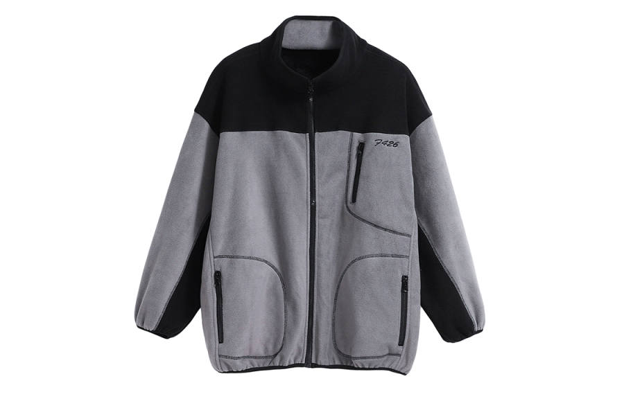 F426 F426 Velvet Jackets Unisex Gray Stand Collar Thickened