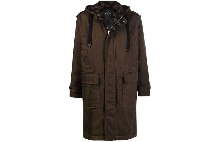 VERSACE VERSACE Coats Men's Brown Hooded Moderate