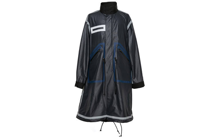 Sacai X CLOT Coats Men's Blue Stand Collar Moderate