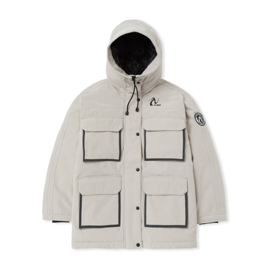Nerdy Nerdy Down Jackets Unisex Beige Hooded Moderate