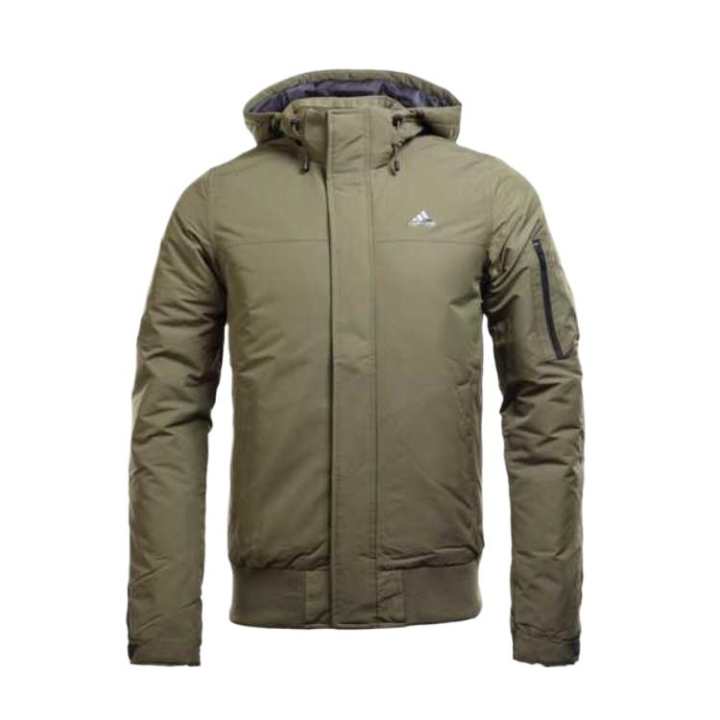 Adidas Adidas Down Jackets Men's Green Hooded Non Detachable Thin