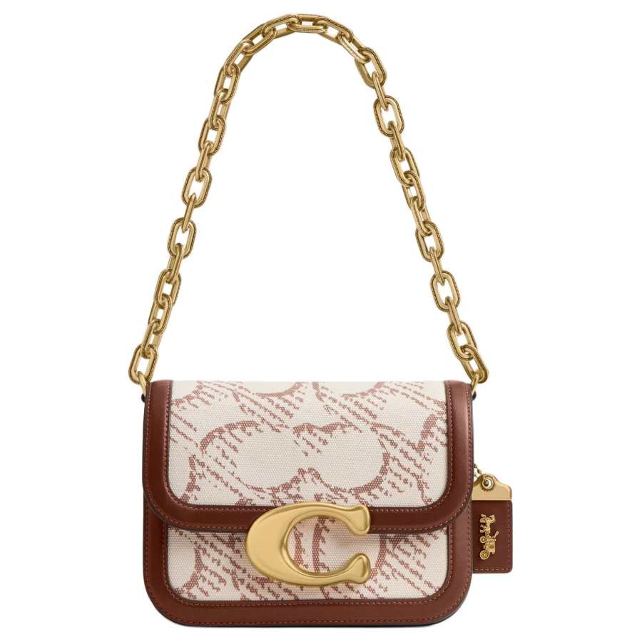 COACH IDOL Signature Canvas With Leather Shoulder Bag, Crossbody Bag, Handbag Small Women's Natural