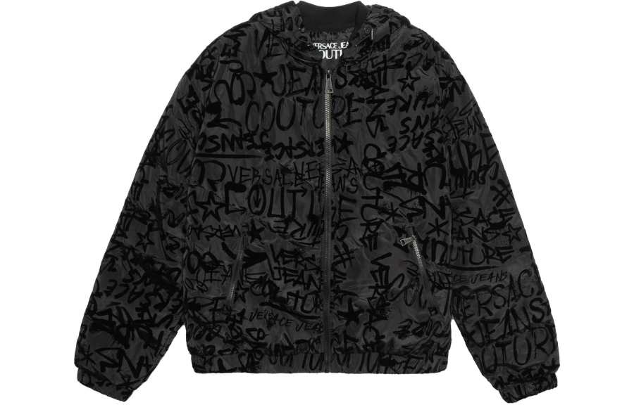 VERSACE JEANS COUTURE 【Zoomed ImageryBest of: PromotionsPrevious Season】graffiti-print flocked hooded jacket