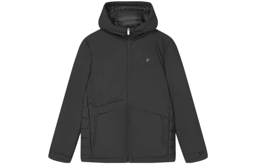 FILA FILA Down Jackets Men's Black Hooded Moderate Down Jacket