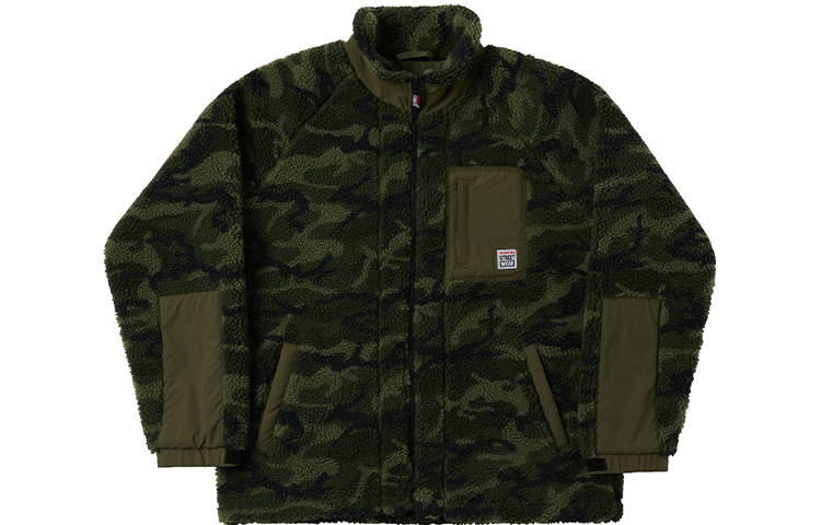 Vision Street Wear Velvet Jackets Unisex Camouflage Stand Collar Moderate