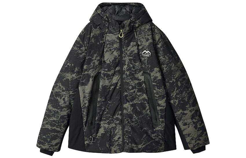 Skechers Sports Life Collection Down Jackets Men's Black Green Camouflage Hooded Moderate Other