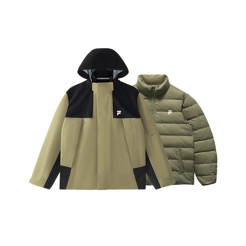FILA FUSION FOB Hiking Trail Running Waterproof And Warm Windbreaker Jacket Unisex 2 Piece Set Butterfly Green