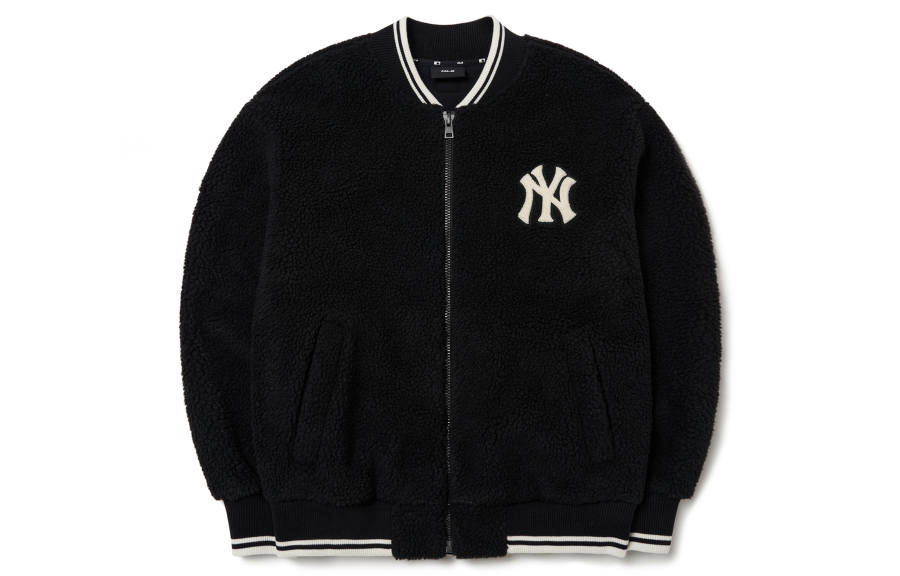 MLB New York Yankees Velvet Jackets Unisex Black Baseball Collar Thickened