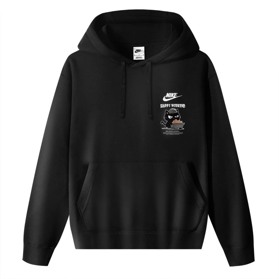 Nike Nike Sportswear Club Fleece Lined Brick Black Thermal Pullover Hooded Sports Sweatshirt Men's Black