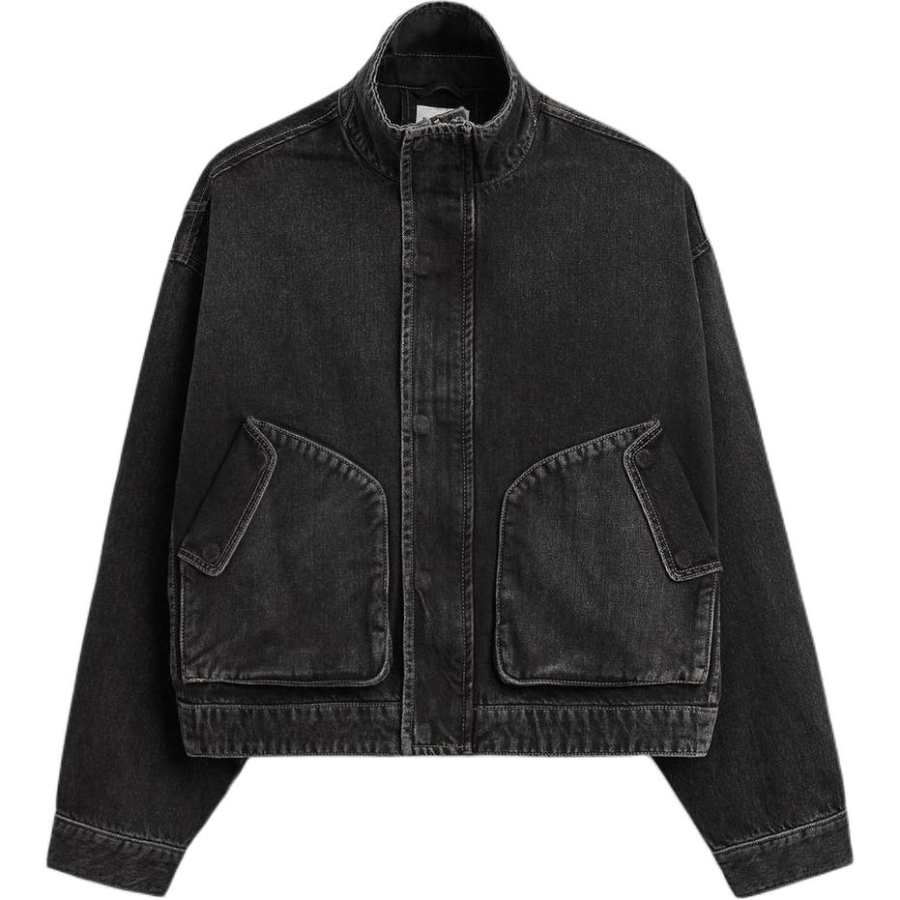 ZARA Denim Jackets Men's Black Stand Collar Moderate Other