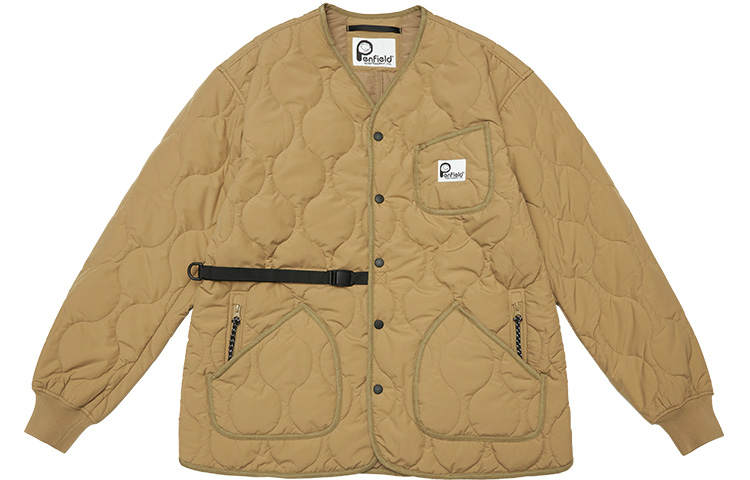 Penfield Puffer Jackets Unisex Khaki Collarless Thickened Quilted Padded Jacket