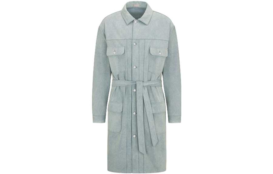 DIOR DIOR Coats Men's Light Blue Lapel Moderate Straight Fit