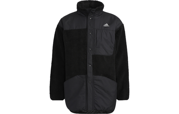 Adidas Adidas Velvet Jackets Men's Black Stand Collar Thickened