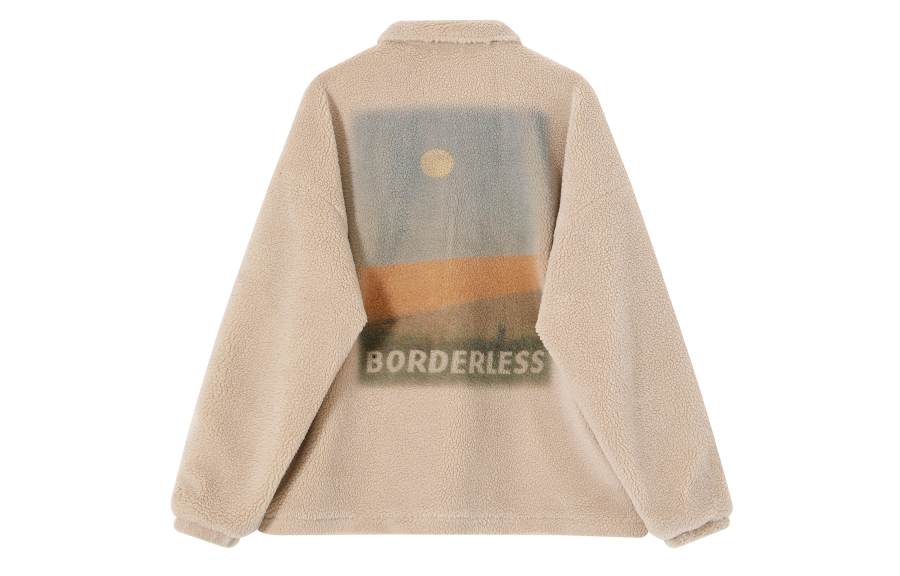 F426 Letter Lapel Loose Fit Thickened Puffer Jacket Unisex Beige Apricot