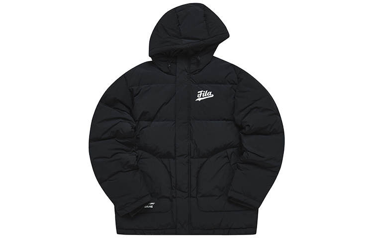 FILA FUSION Down Jackets Men's Pitch Black Hooded Thickened Other