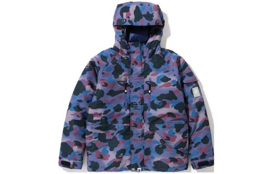 A BATHING APE Bape Grid Camo Relaxed Fit Hoodie Down Jacket