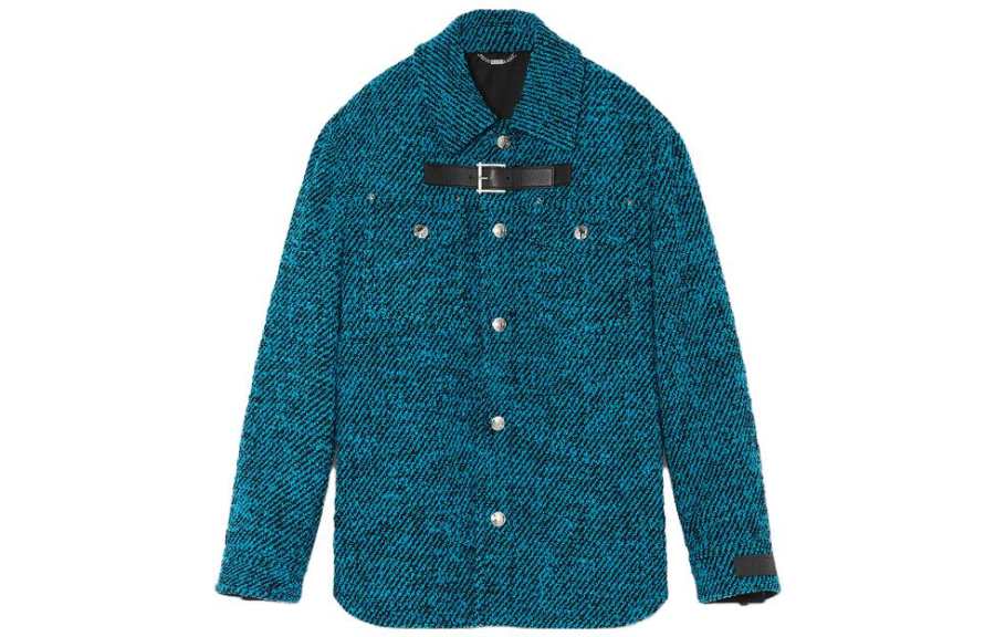 VERSACE VERSACE Jackets Men's Turquoise Pointed Collar Moderate Other