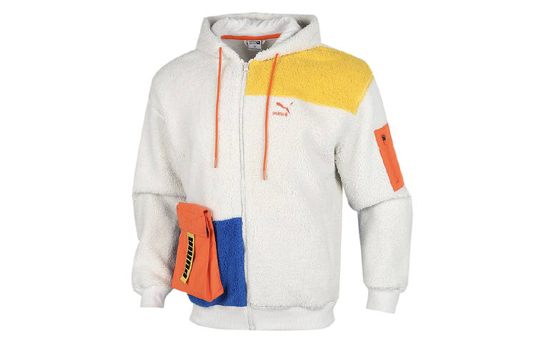 PUMA Velvet Jackets Men's Gray & Blue Yellow Hooded Moderate