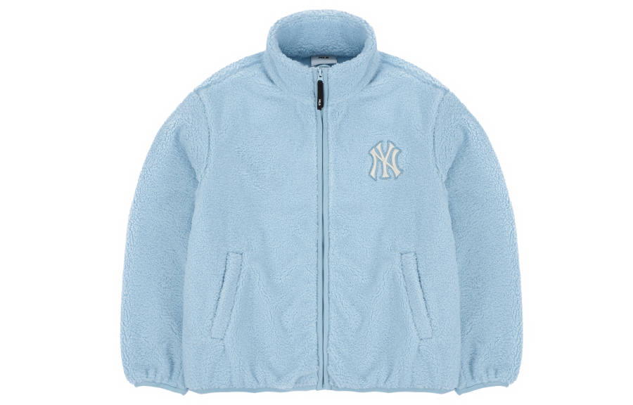 MLB New York Yankees Velvet Jackets Unisex Light Blue Stand Collar Moderate