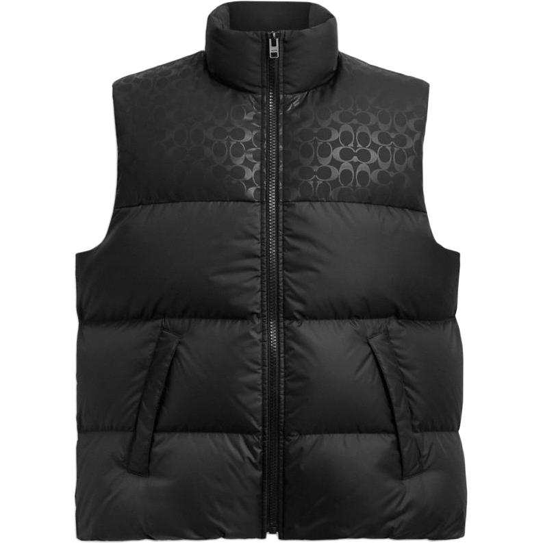 COACH COACH Down Vests Men's Black Stand Collar Moderate Other