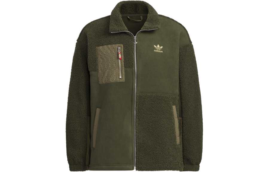Adidas Originals Velvet Jackets Men's Night Cargo Green Lapel Moderate