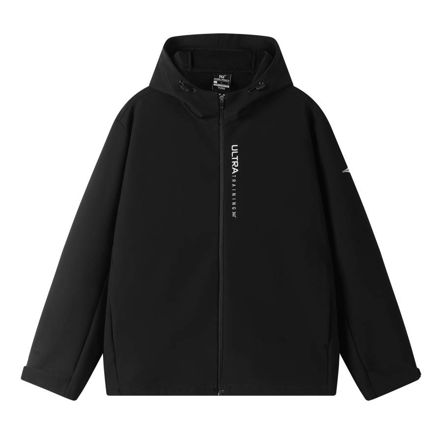 361° Rain Screen Letter Logo Outdoor Sports Water Repellent Windproof Thickened And Fleece Lined Loose Fit Hooded