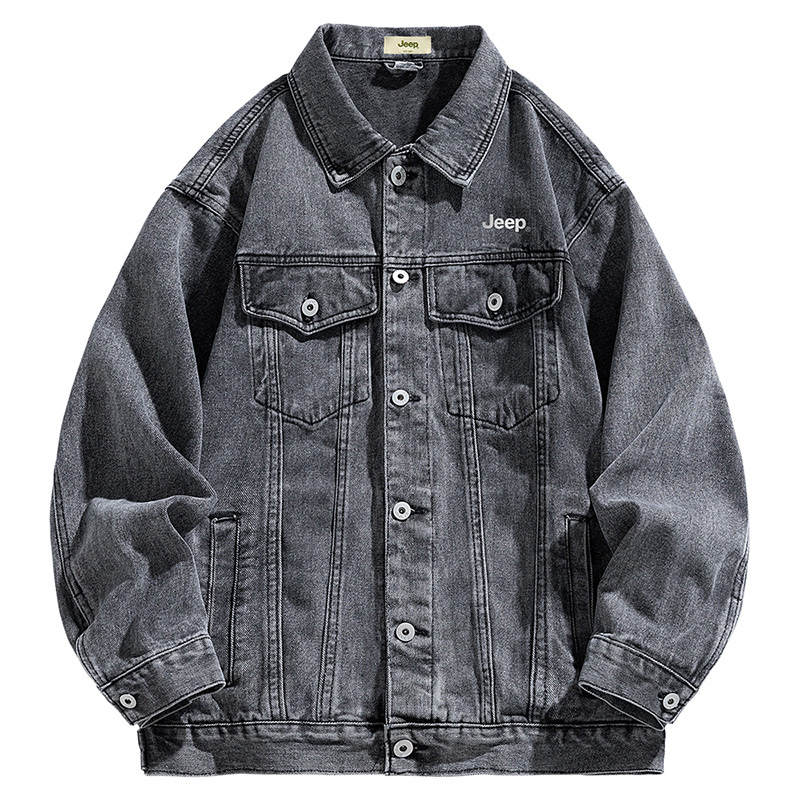 Jeep Denim Jackets Unisex Lapel Moderate Straight Fit