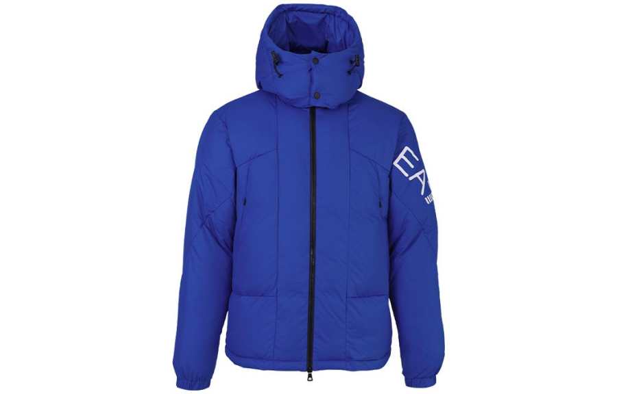 EMPORIO ARMANI EA7 Puffer Jackets Men's Blue Hooded Moderate Other