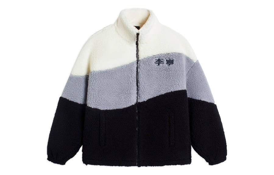Li-Ning Li Ning Sports Lifestyle Collection, Color Block Letter Logo Embroidery Sherpa Fleece Lined Jacket Unisex Black