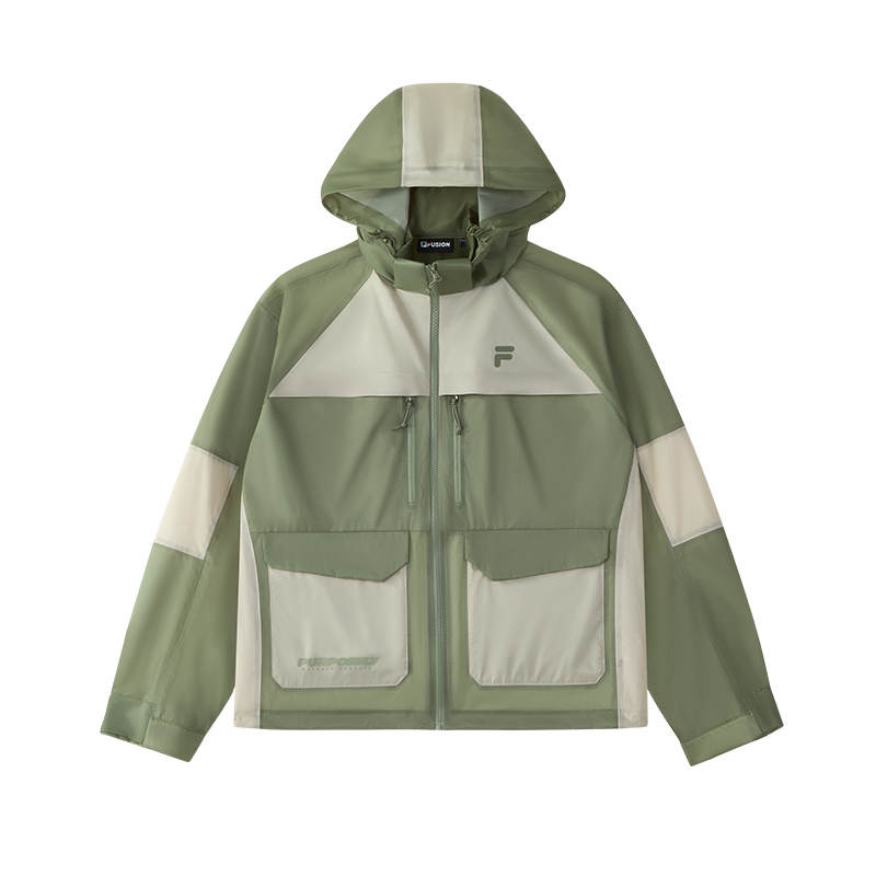 FILA FUSION Jackets Men's Verdant Algae Green Hooded Non Detachable Moderate
