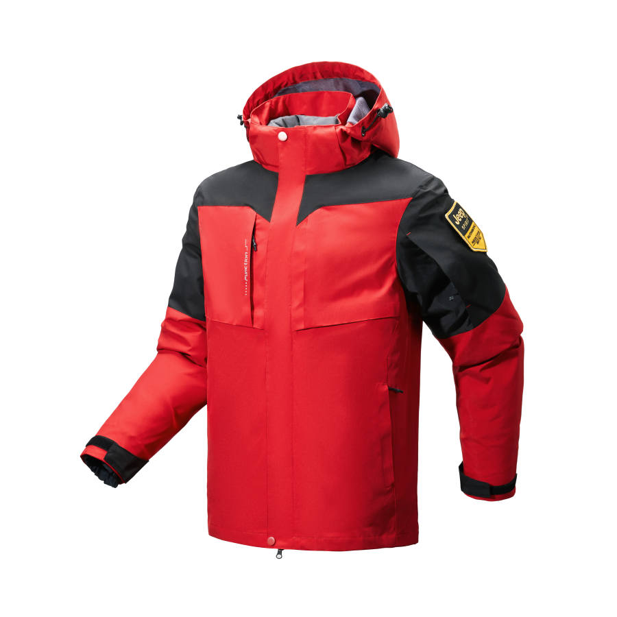 JEEP SPIRIT Detachable Hood Thickened And Fleece Lined Zippers Long Sleeved Casual 3 in 1 Down Liners Double Layer