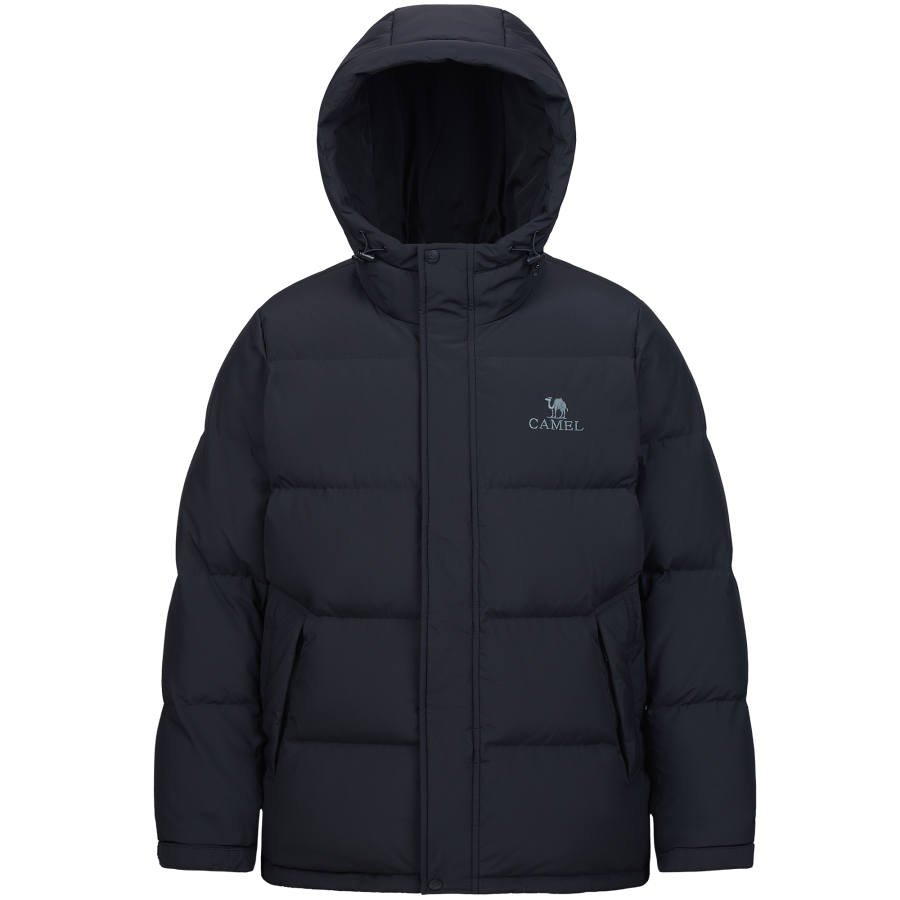 CAMEL CAMEL Down Jackets Men's Phantom Black Hooded Moderate Puffer Jacket