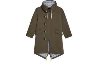 THEORY Coats Men's Army Green Hooded Moderate Straight Fit