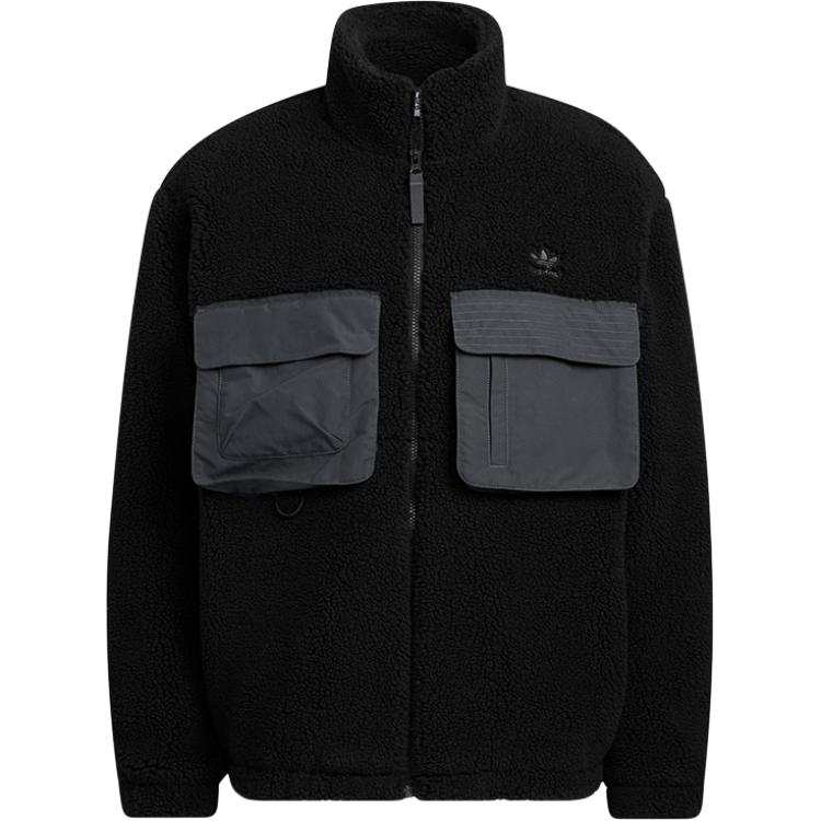 Adidas Originals Velvet Jackets Men's Black Stand Collar Moderate