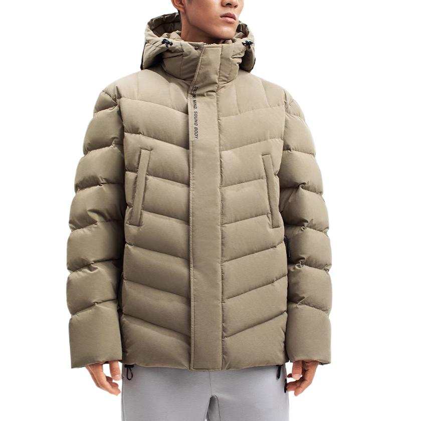 ASICS ASICS Down Jackets Men's Khaki Hooded Moderate