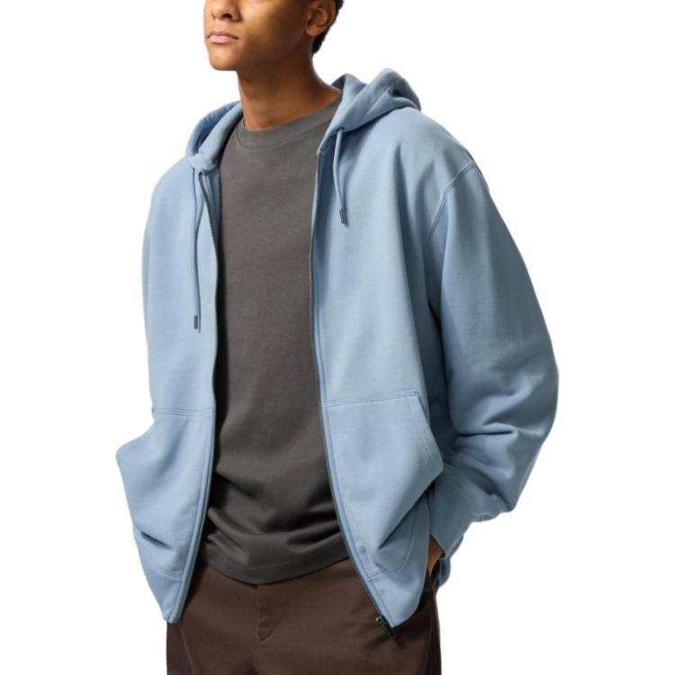 UNIQLO Sweatshirts Unisex Blue Hooded Moderate Cardigan