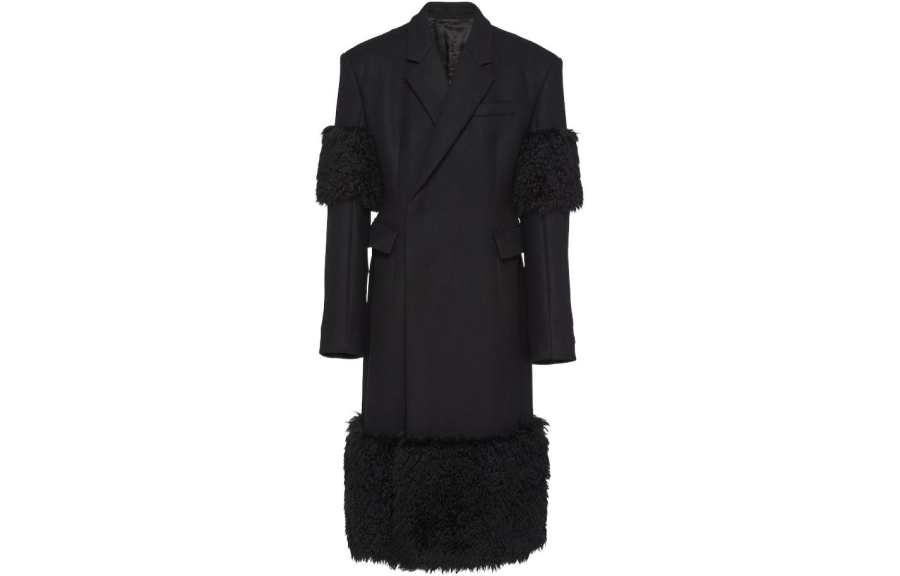 PRADA PRADA Coats Men's Black Lapel Moderate Straight Fit