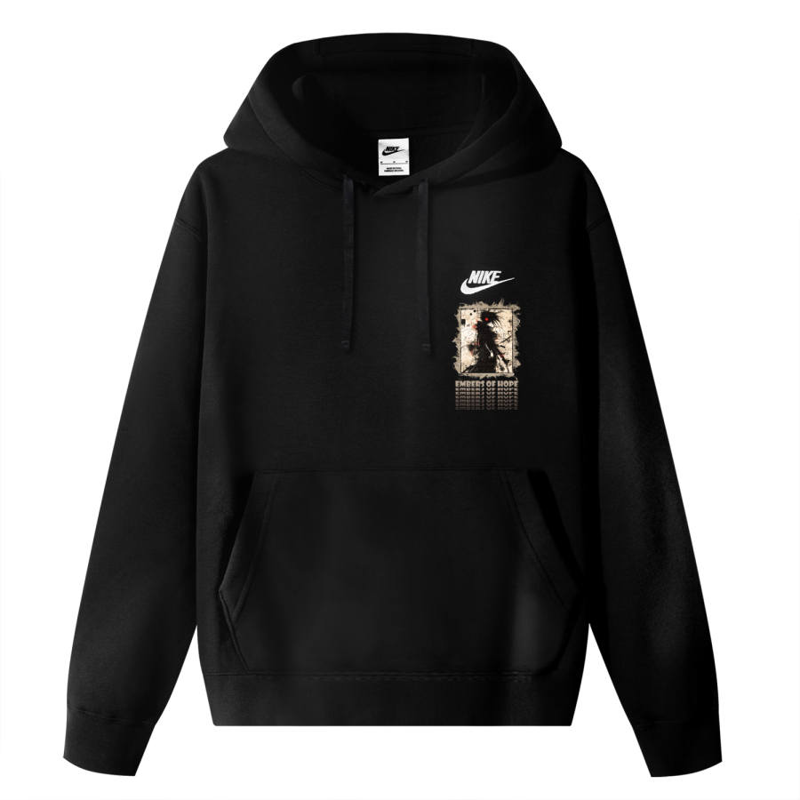 Nike Nike Sportswear Club Fleece Lined Hooded Faux Linen Swordsman Personality Pullover Long Sleeved Sweatshirt Unisex Black