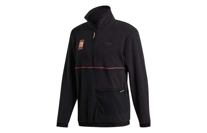 Adidas Adidas Velvet Jackets Men's Black Stand Collar Thickened