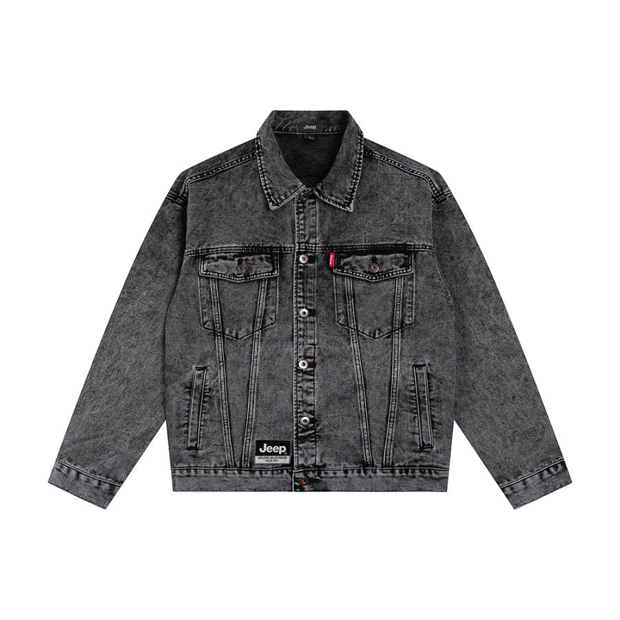 Jeep Moxima Lifestyle Denim Jacket Unisex Black Gray
