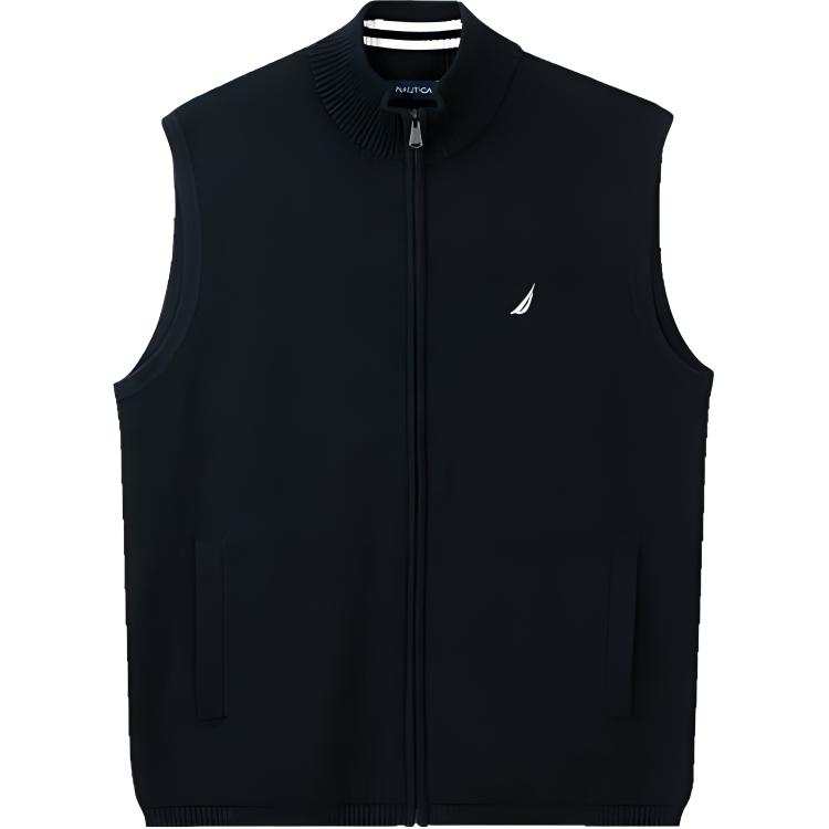 NAUTICA Vests Men's 4NV Navy Blue Stand Collar Moderate Other