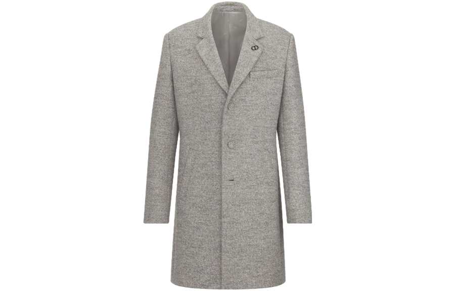 DIOR Coats Men's Gray Lapel Moderate Straight Fit