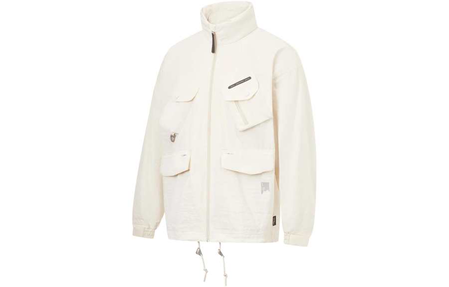 Li-Ning Li Ning Jackets Men's Ecru Stand Collar Moderate Workwear