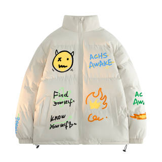 ACHS AWAKE Dinosaur Graffiti Unisex Quilted Jacket