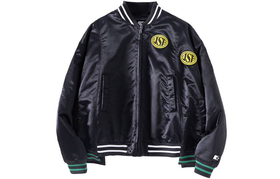 STARTER STARTER Puffer Jackets Unisex Black Baseball Collar Moderate Baseball Puffer Jacket