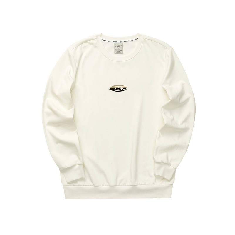 Skechers Colorful Fleece Lined Crew Neck Comfortable Sweatshirt Unisex Marshmallow White